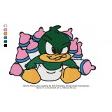 130x180 Plucky Duck Guarding his Milk Embroidery Design Instant Download